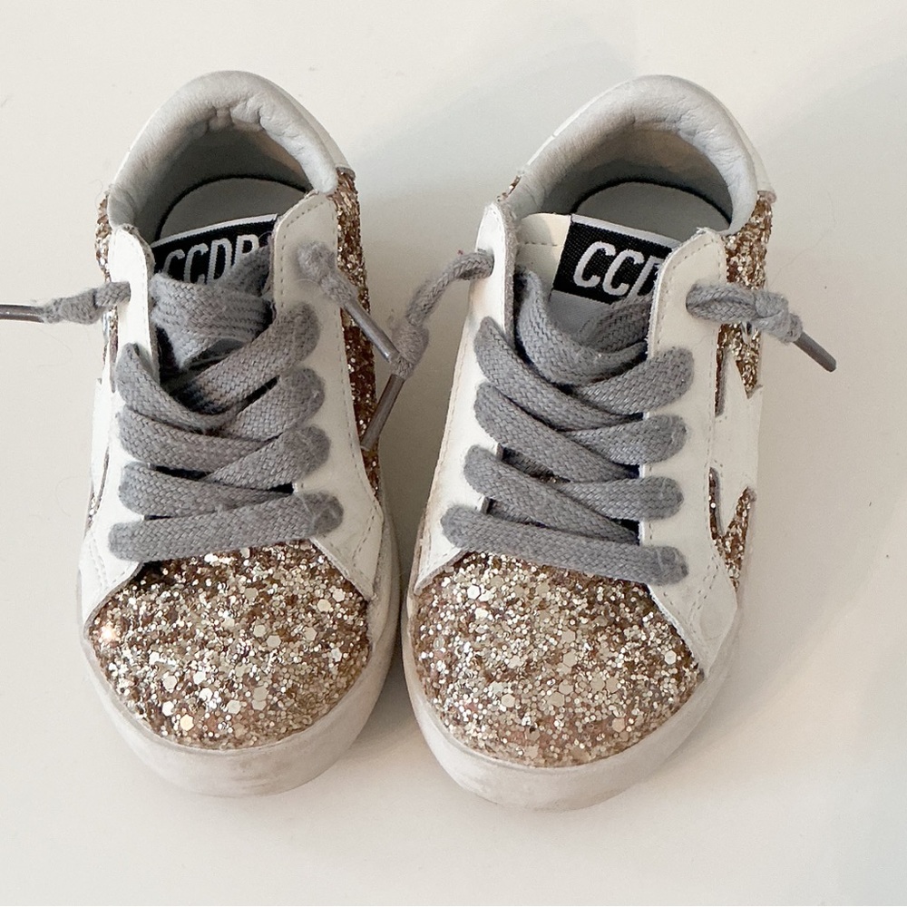 SOLD Kids Glitter Sneakers with Gold Accents